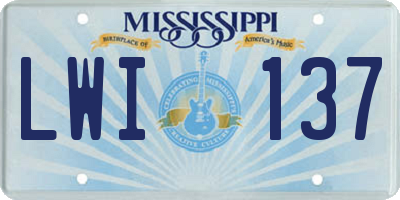 MS license plate LWI137