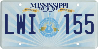 MS license plate LWI155