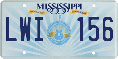 MS license plate LWI156