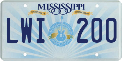 MS license plate LWI200