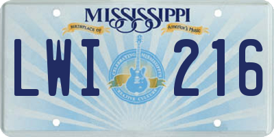 MS license plate LWI216