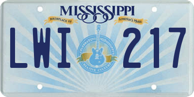MS license plate LWI217