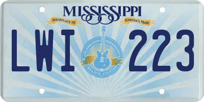 MS license plate LWI223