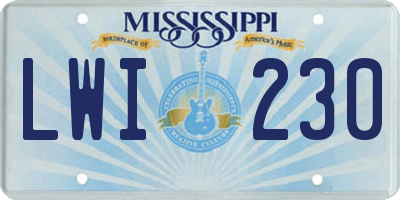 MS license plate LWI230