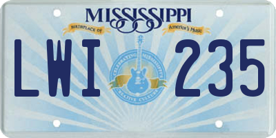 MS license plate LWI235