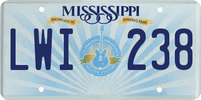 MS license plate LWI238