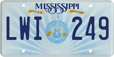 MS license plate LWI249