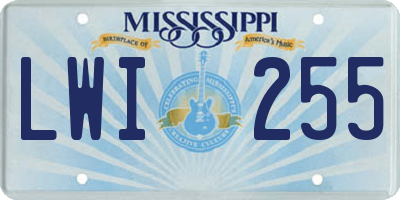 MS license plate LWI255