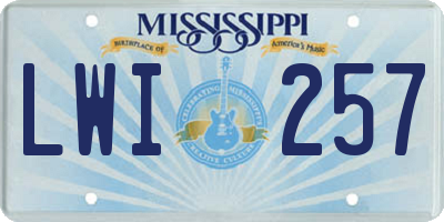 MS license plate LWI257