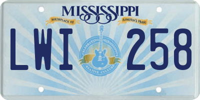 MS license plate LWI258