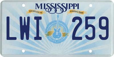 MS license plate LWI259