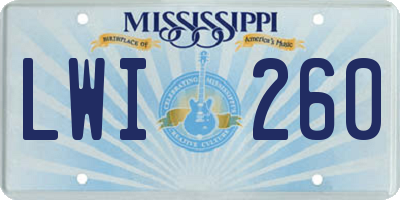 MS license plate LWI260