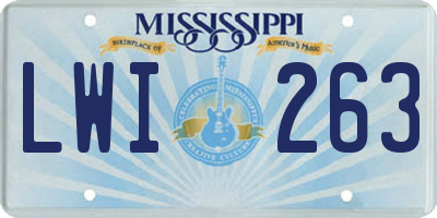 MS license plate LWI263
