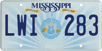 MS license plate LWI283