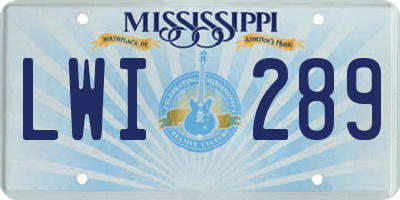 MS license plate LWI289