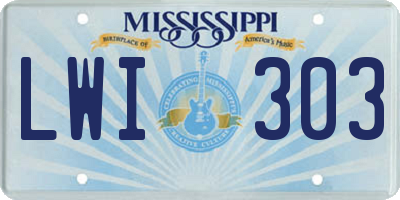 MS license plate LWI303
