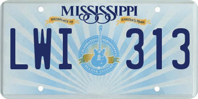 MS license plate LWI313