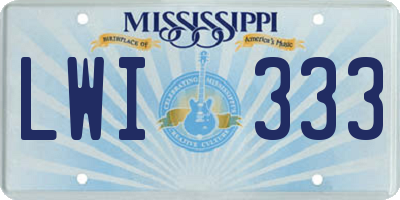 MS license plate LWI333