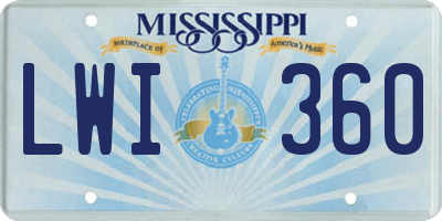 MS license plate LWI360