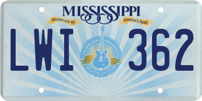MS license plate LWI362