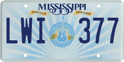 MS license plate LWI377