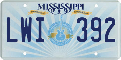 MS license plate LWI392