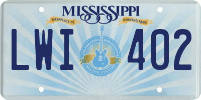 MS license plate LWI402