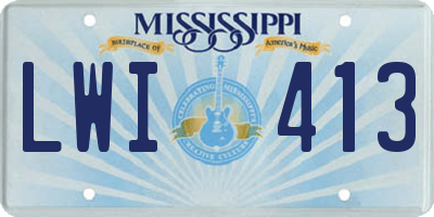 MS license plate LWI413