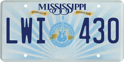 MS license plate LWI430