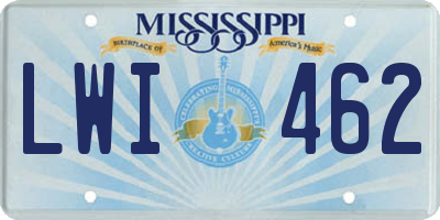 MS license plate LWI462