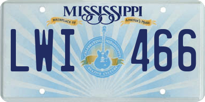 MS license plate LWI466