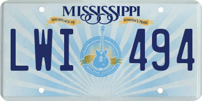 MS license plate LWI494