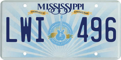 MS license plate LWI496