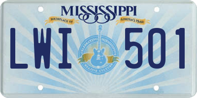MS license plate LWI501
