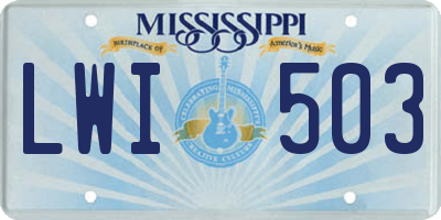 MS license plate LWI503
