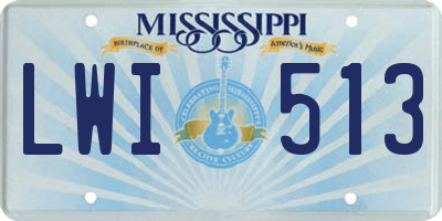 MS license plate LWI513