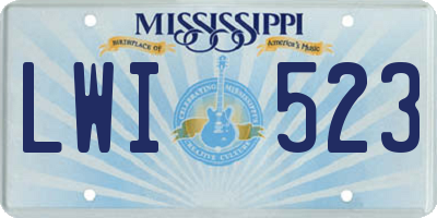 MS license plate LWI523