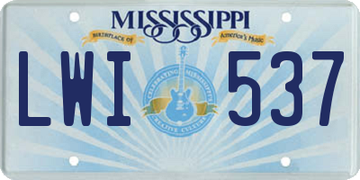 MS license plate LWI537