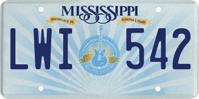 MS license plate LWI542