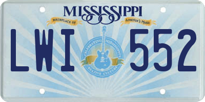 MS license plate LWI552