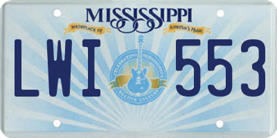 MS license plate LWI553