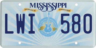 MS license plate LWI580