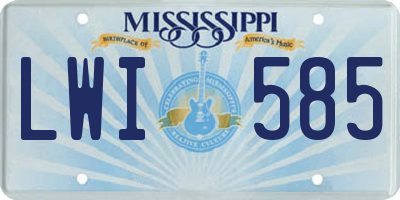 MS license plate LWI585