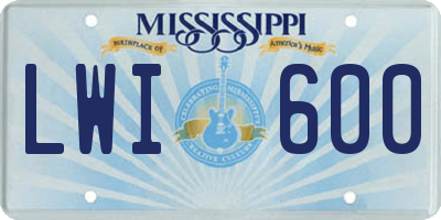 MS license plate LWI600