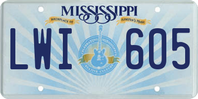 MS license plate LWI605