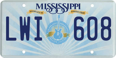MS license plate LWI608