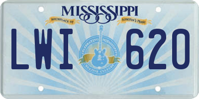 MS license plate LWI620