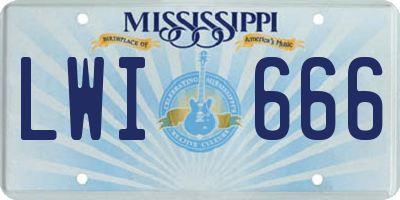 MS license plate LWI666