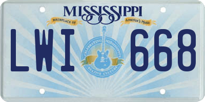 MS license plate LWI668