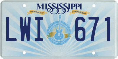 MS license plate LWI671
